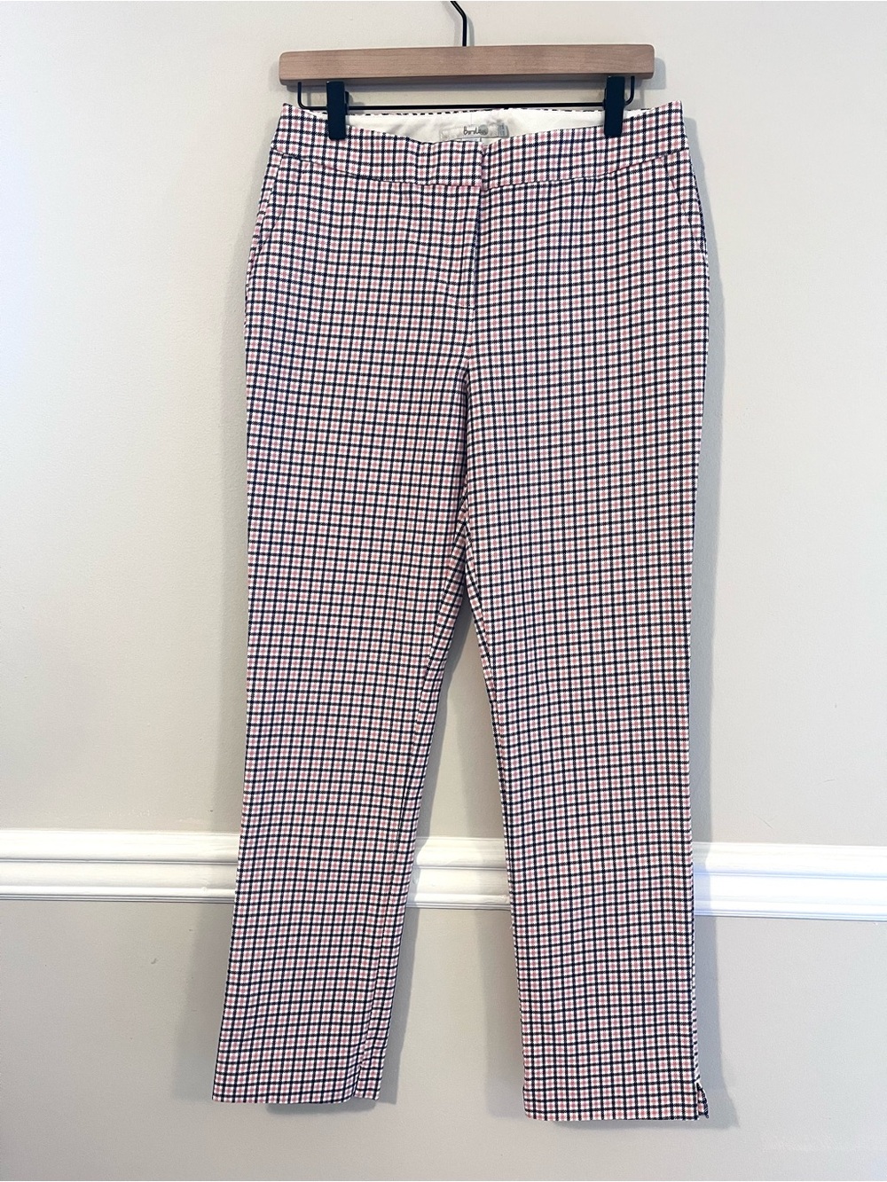 Boden Women’s Plaid Cropped Trouser Pants Size 8R Navy & Peach Capri Business